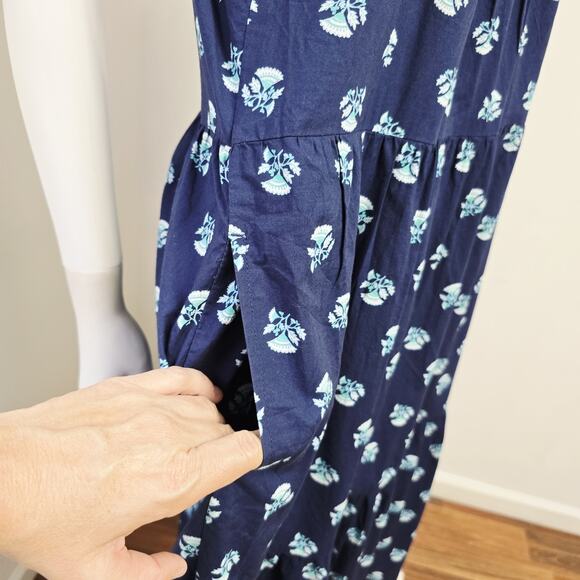 Universal Thread Midi Dress Large Sleeveless Stamped Floral Print Tiered Pockets - Picture 7 of 10
